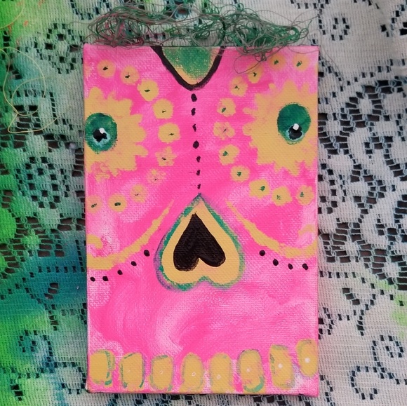 Original Art Canvas Mixed Media Skull Painting - Picture 1 of 3